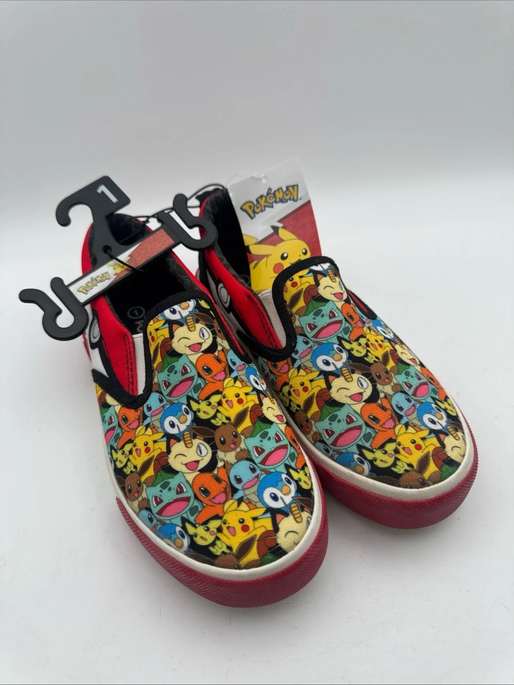 Pokemon Ground Up Slip On Canvas Sneakers Youth Sz 1 Shoes Unisex New